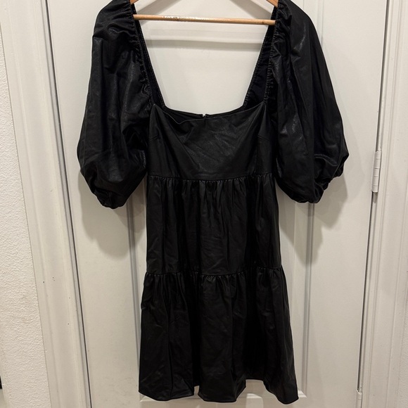 Amanda Uprichard Black Mini Dress with Puff Sleeves - Picture 5 of 11